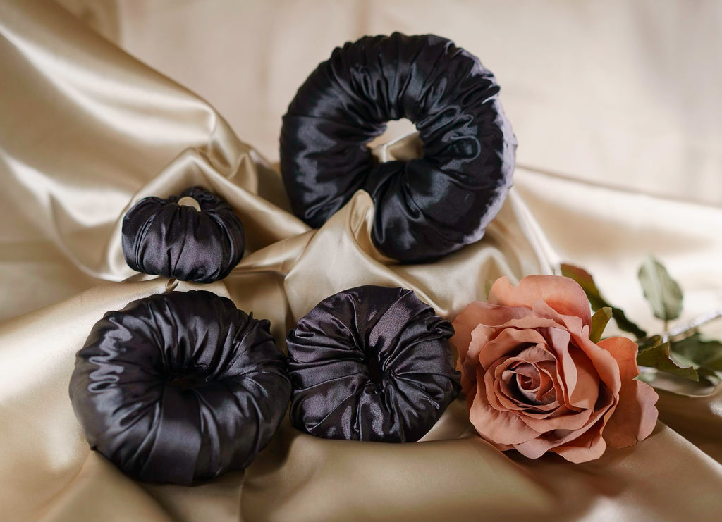 BLACK MULBERRY SILK HAIR-BUN MAKER FOR MILITARY HAIR BUN